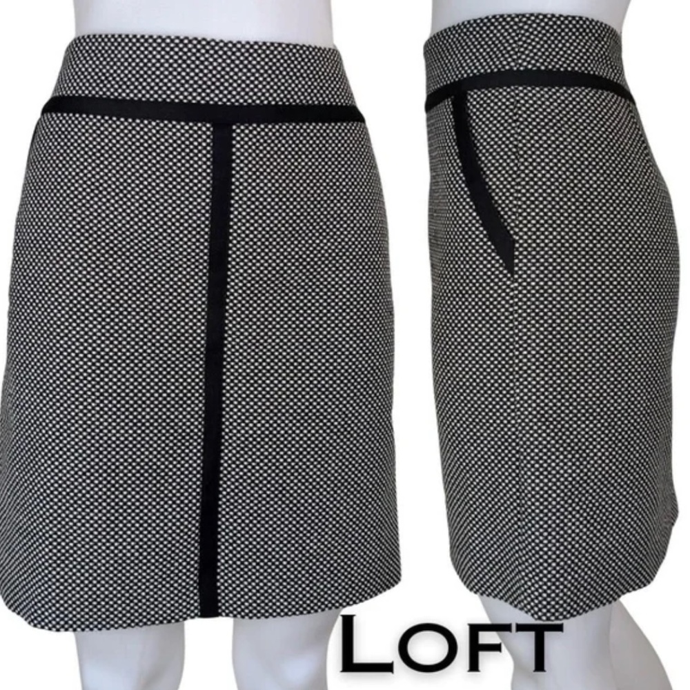 LOFT Black and White Tweed Mini Skirt